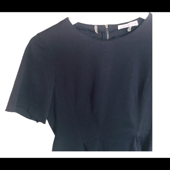 REBECCA TAYLOR Short Sleeve Peplum Bottom Top With Black Back Zip Detail Black S - Picture 8 of 13